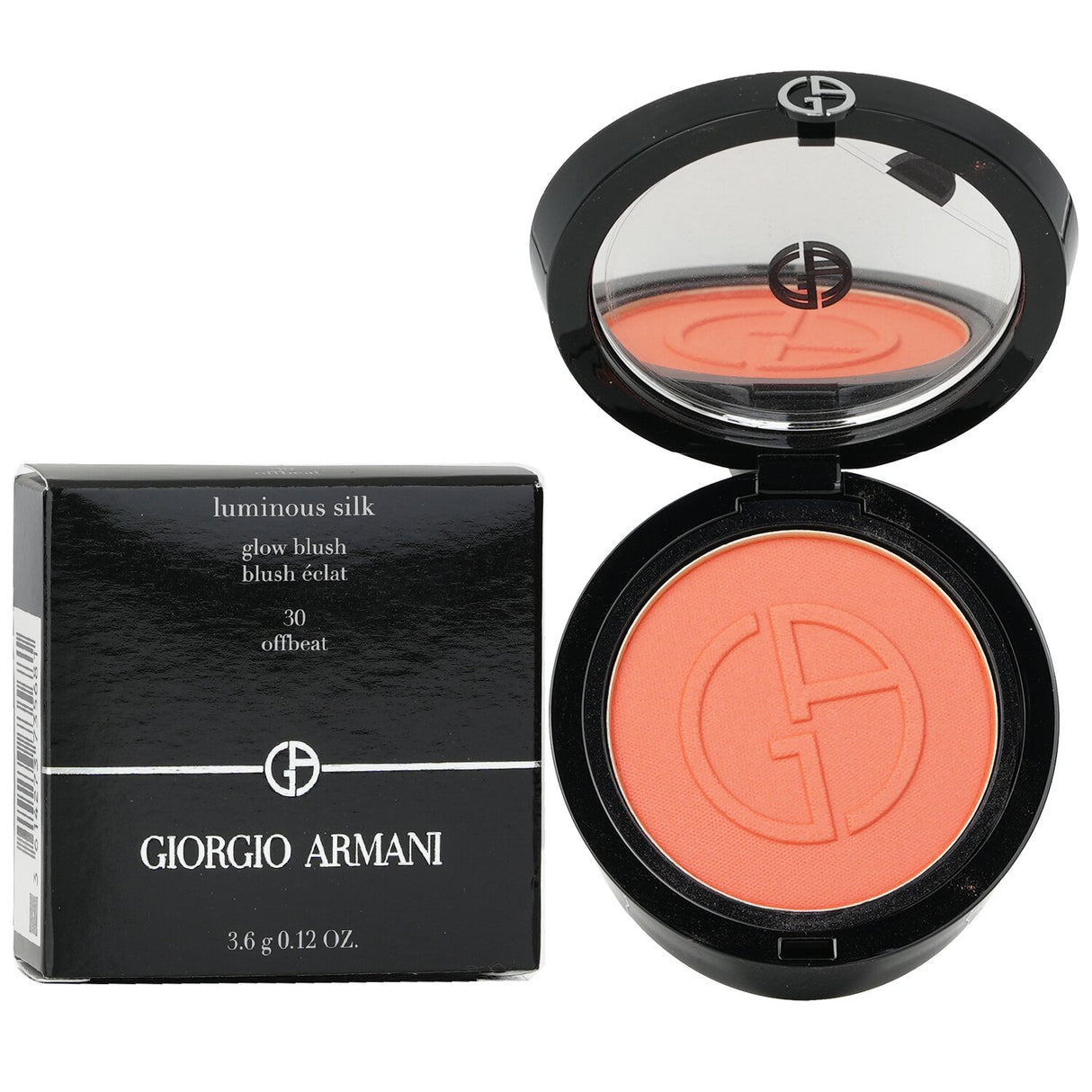 Giorgio Armani Luminous Silk Glow Blush #30 Offbeat, 3.6g, offers a radiant flush, silky texture, and long-lasting wear.