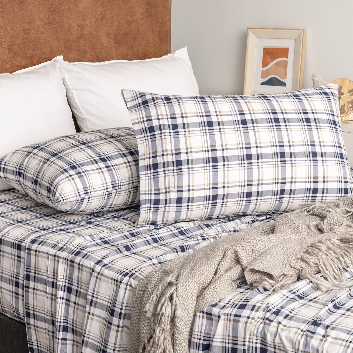 Renee Taylor Glenbrook Organic Cotton Patterned Sheet Set Long Single