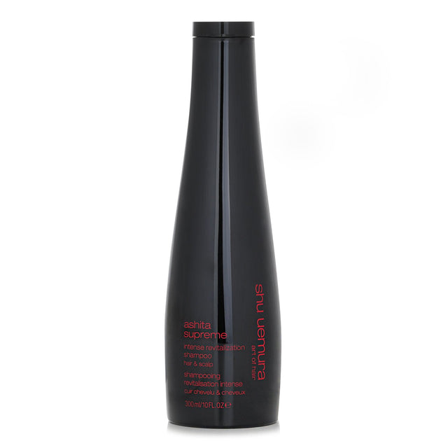 Luxurious 300ml shampoo revitalizing dull hair with Japanese Ashitaba Extract for softness, shine, and manageability.