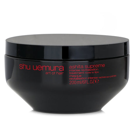 Revitalizing hair treatment by Shu Uemura, enriched with Ashitaba for deep nourishment and lasting softness.