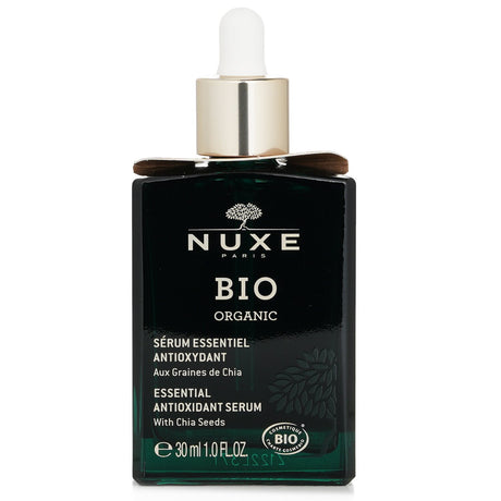 Organic antioxidant serum with Chia Seeds, protects against aging and pollution, promotes youthful, radiant skin.