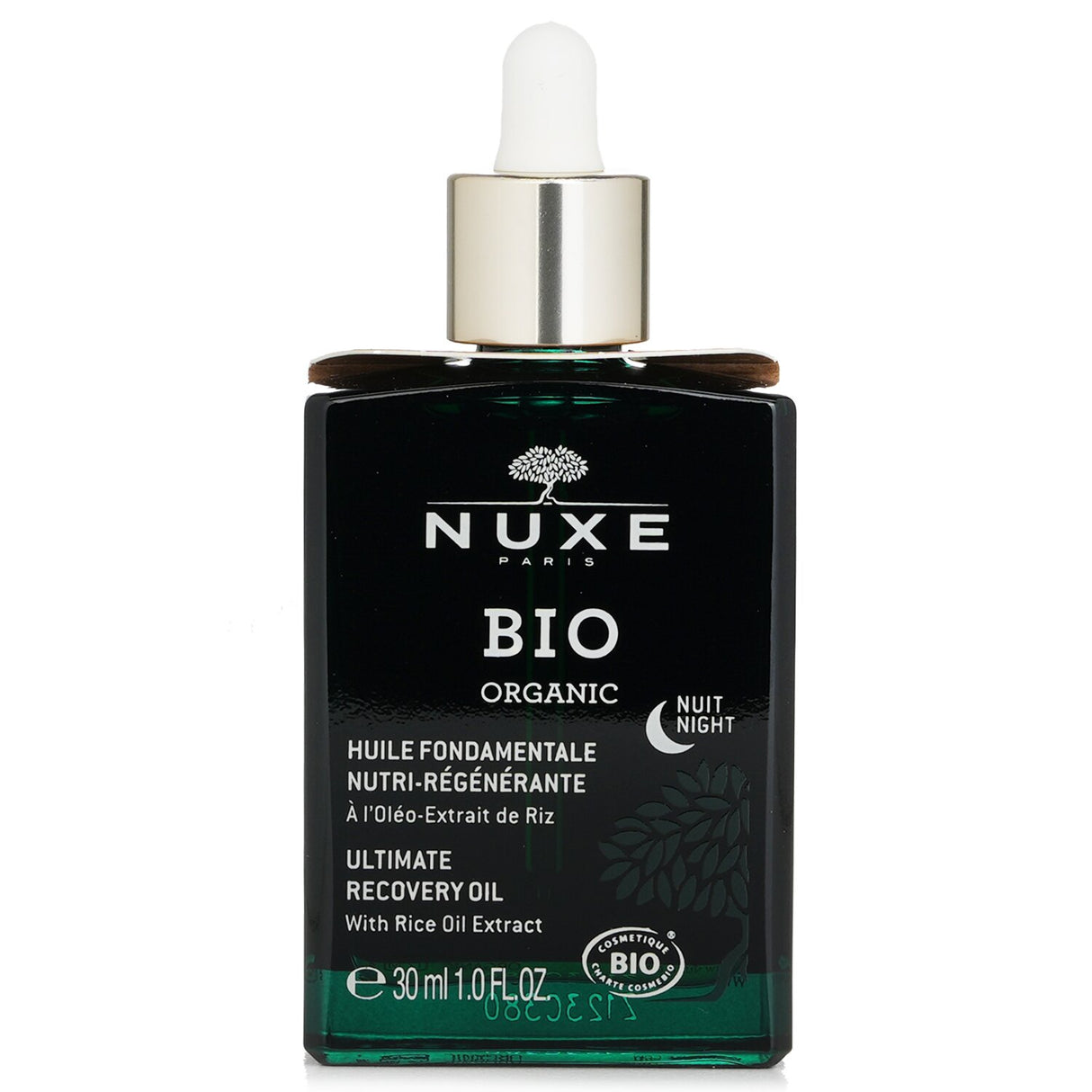 Nuxe Bio Organic Night Recovery Oil, 30ml; replenishing face oil for deep overnight skin repair and hydration.