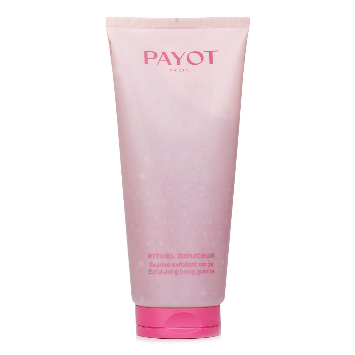 Luxurious Payot exfoliating body scrub with quartz crystals, Argan shell, and a jasmine-musk fragrance for radiant, soft skin.