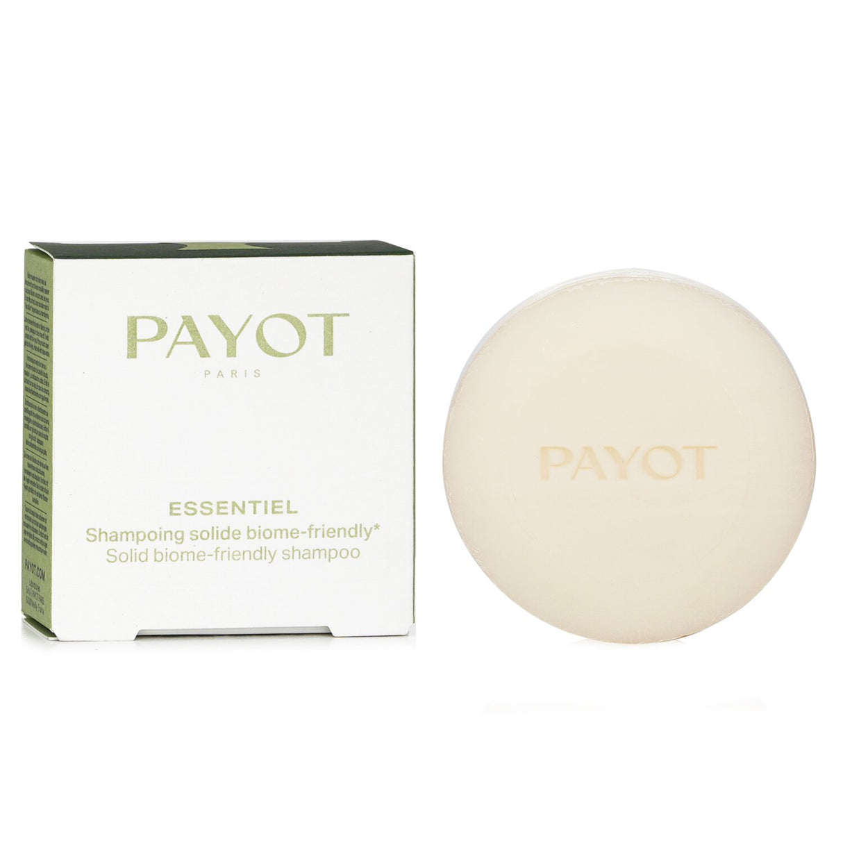 Solid shampoo bar by Payot, 80g, with natural ingredients for nourishing and revitalizing normal hair, featuring bergamot and cedar scent.