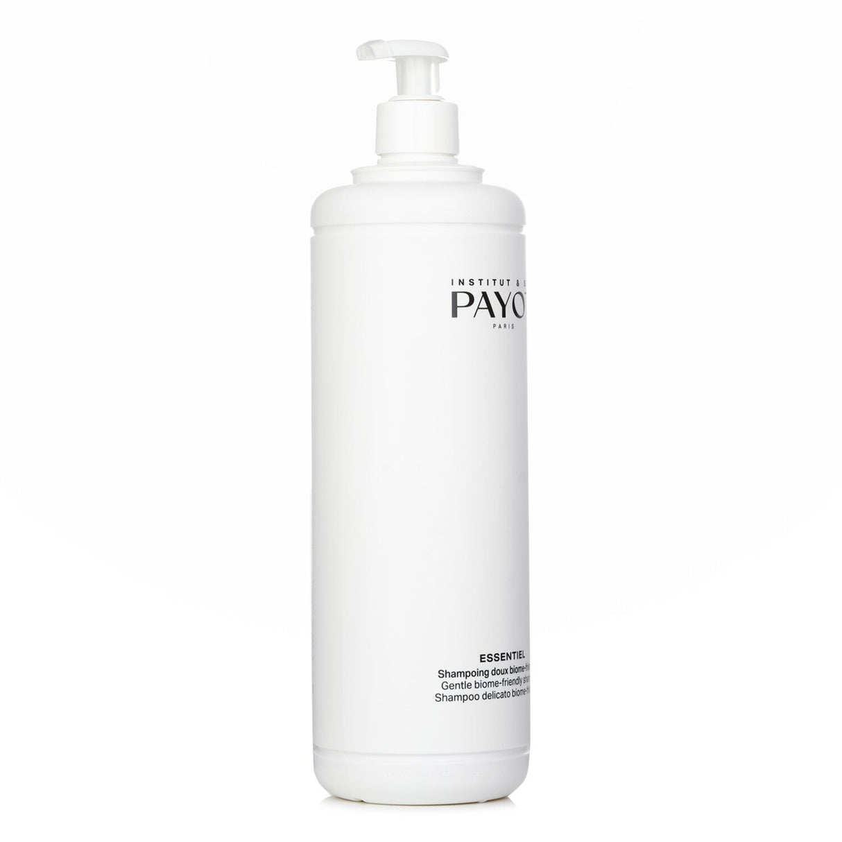 Salon-size 1000ml Payot shampoo with 94% natural ingredients, perfect for gentle, microbiome-friendly hair cleansing.