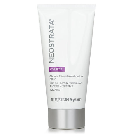 Neostrata Glycolic Microdermabrasion Polish in a 75g tube, featuring 10% Glycolic Acid for radiant, smooth skin.