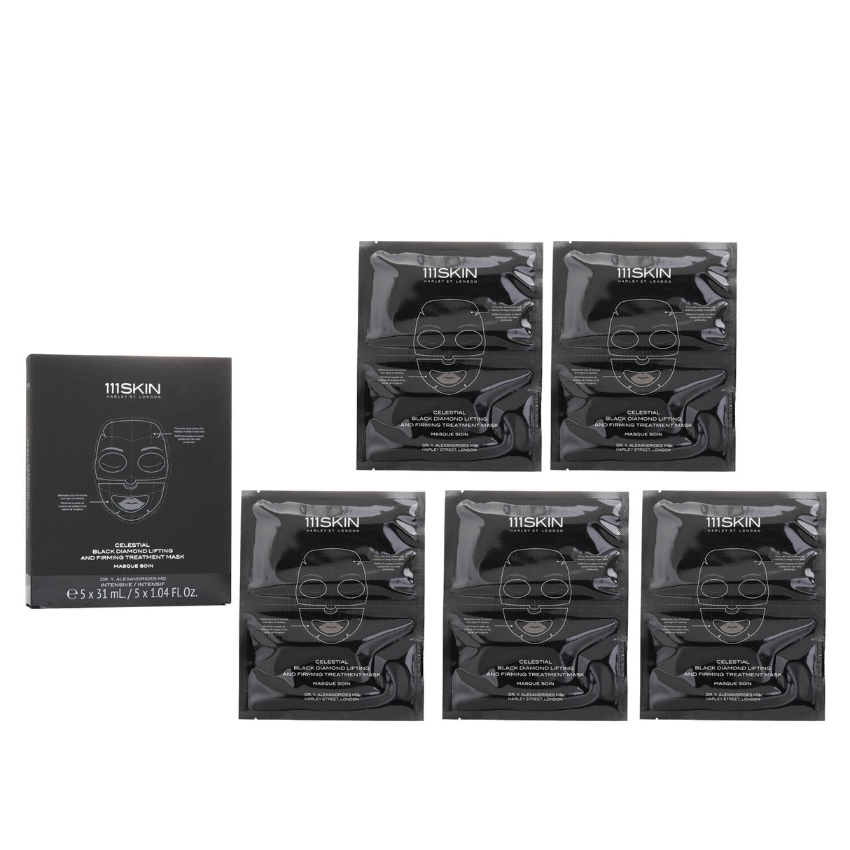 111skin Celestial Black Diamond Lifting and Firming Treatment Mask 31ml/1.04oz x