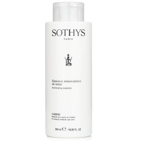 Sothys Illuminating Essence in 500ml bottle, targets pigmentation, hydrates skin, and enhances complexion radiance.