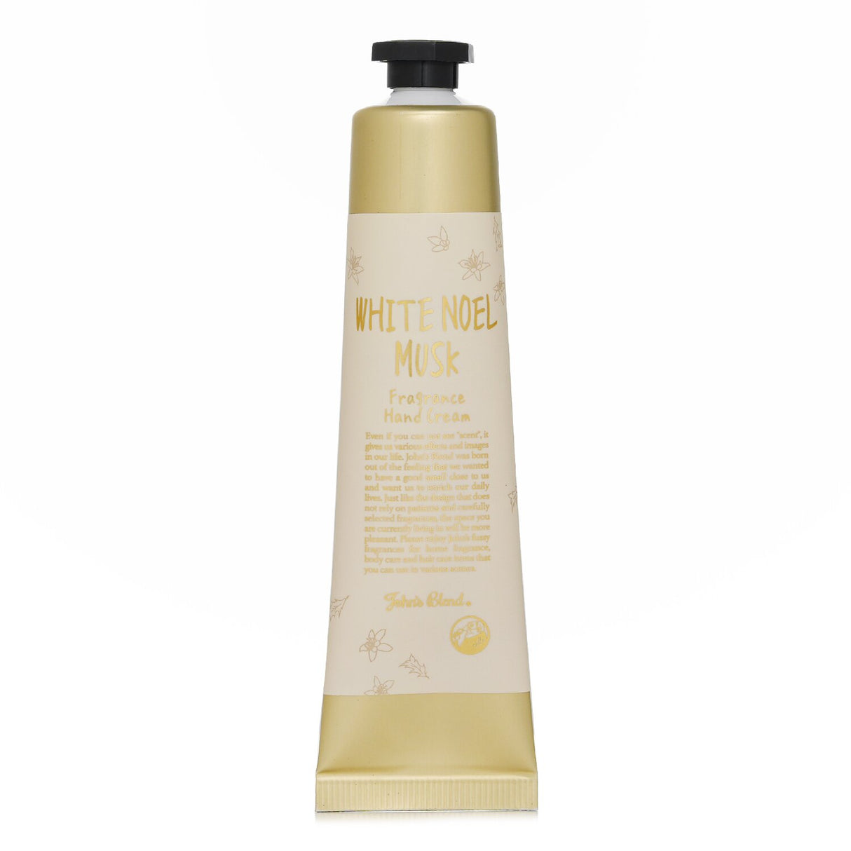 Luxurious White Noel Musk hand cream with seven moisturizers for soft, fragrant hands; non-greasy and quick-absorbing formula.