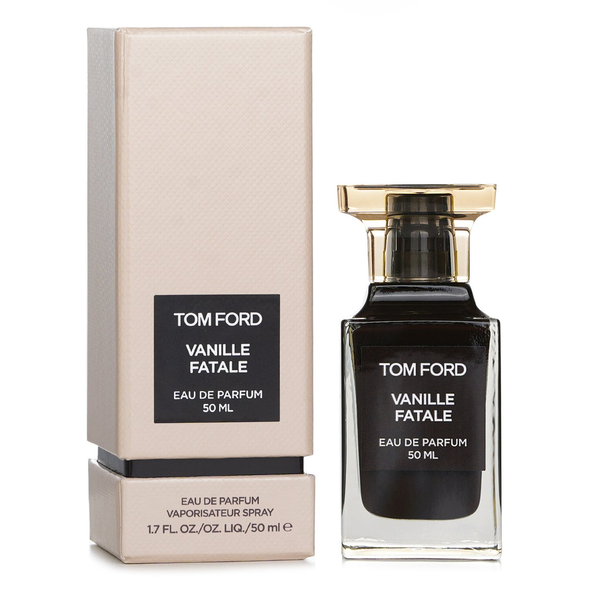 Luxurious Tom Ford Vanille Fatale Eau De Parfum in a 50ml bottle, featuring rich vanilla and exotic spices for captivating warmth.