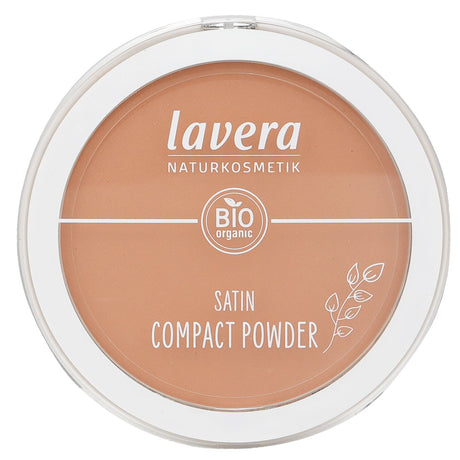 Lavera Satin Compact Powder #03 Tanned in 9.5g for a flawless, hydrating complexion with buildable coverage, vegan and natural.