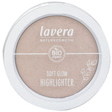 Vegan highlighter #02 Ethereal Light by Lavera, featuring a soft glow formula with organic almond oil for radiant skin.