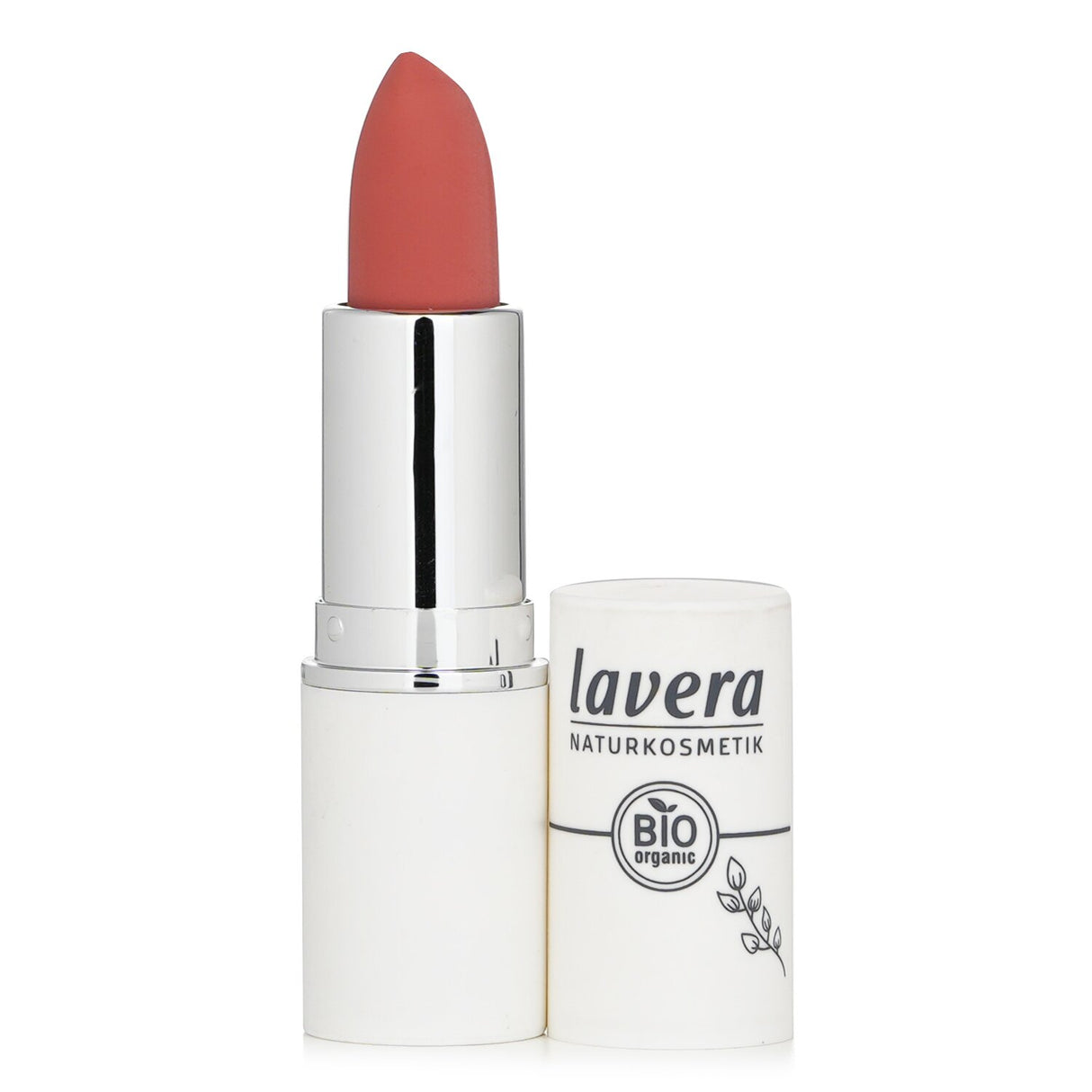 Lavera Comfort Matt Lipstick #06 Primrose: nourishing matte formula with rich color, shea butter, and 6-hour hold.