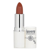 Lavera Cream Glow Lipstick in #01 Antique Brown, offering bold color and a silky finish with 93% natural ingredients.