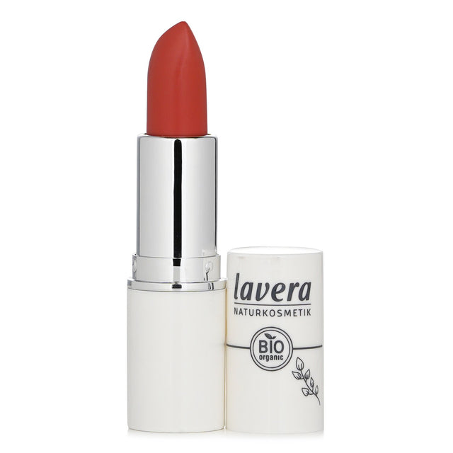 Lavera Cream Glow Lipstick in #05 Pink Grapefruit, vibrant color with a silky finish, 93% natural, long-lasting and hydrating.