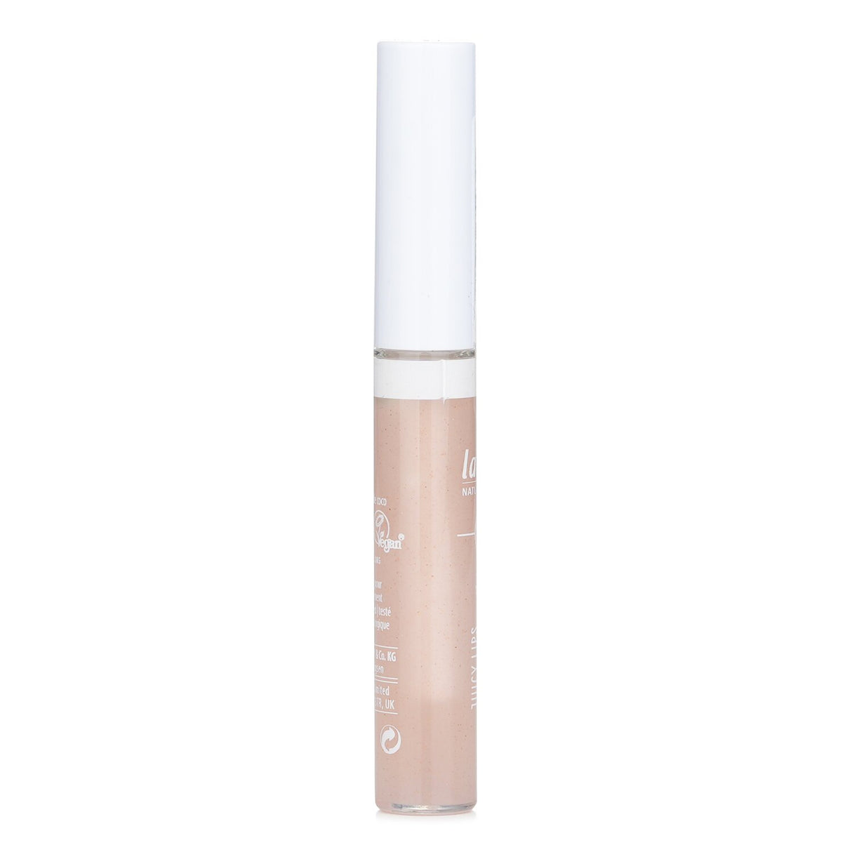 Lavera Juicy Lips Oil in peach and coconut, a non-sticky formula for glossy, hydrated, and soft lips.