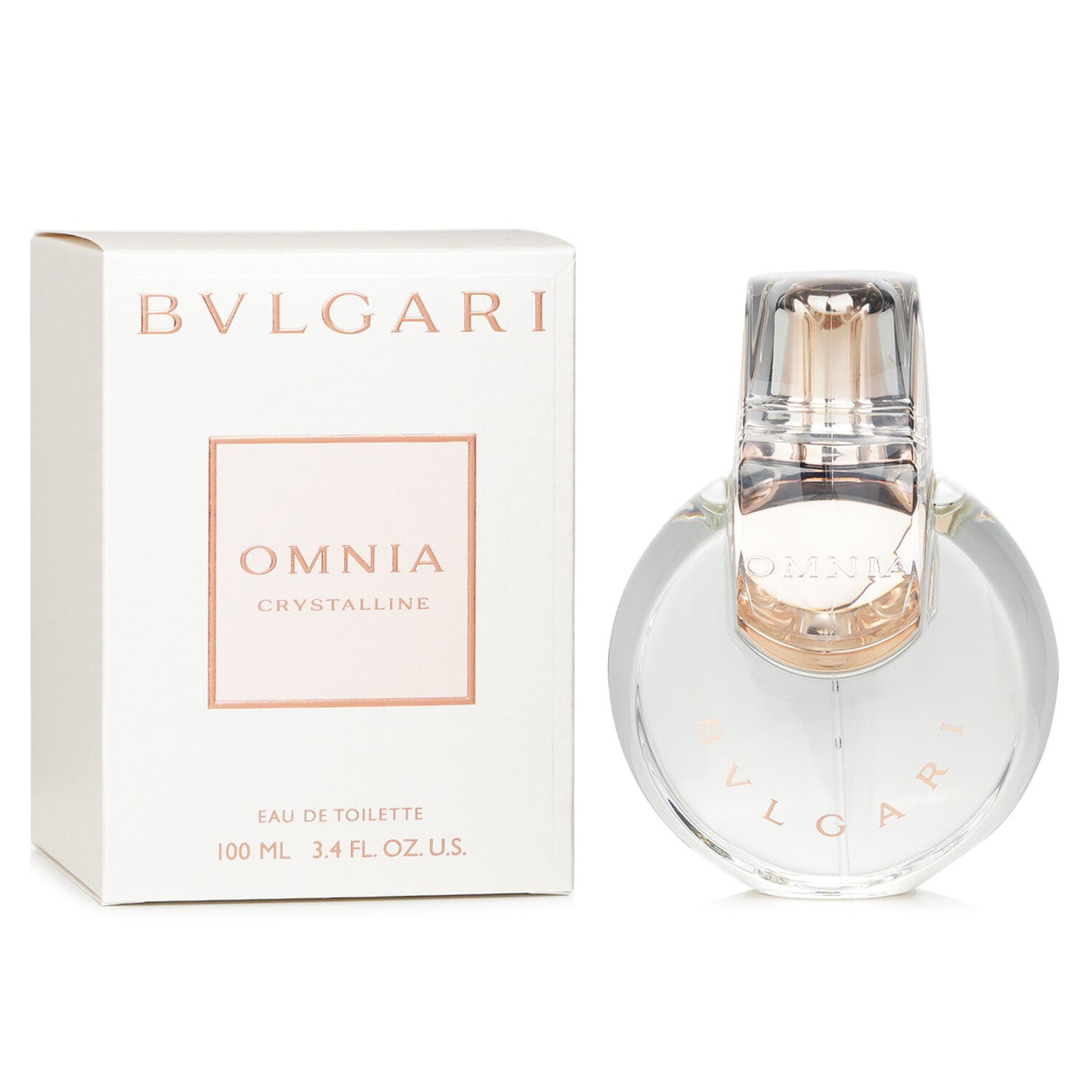 Bvlgari Omnia Crystalline Eau De Toilette in a 100ml bottle, featuring fresh florals and sparkling notes for modern elegance.