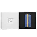 Navy blue leather fragrance case by Eight & Bob, perfect for protecting and elegantly displaying your favorite perfume.