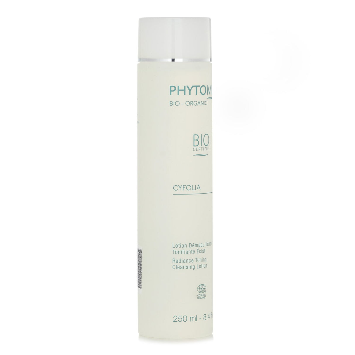 Phytomer Cyfolia Radiance Cleansing Lotion in a 250ml bottle, revitalizing skin with sunflower oil and orange water.