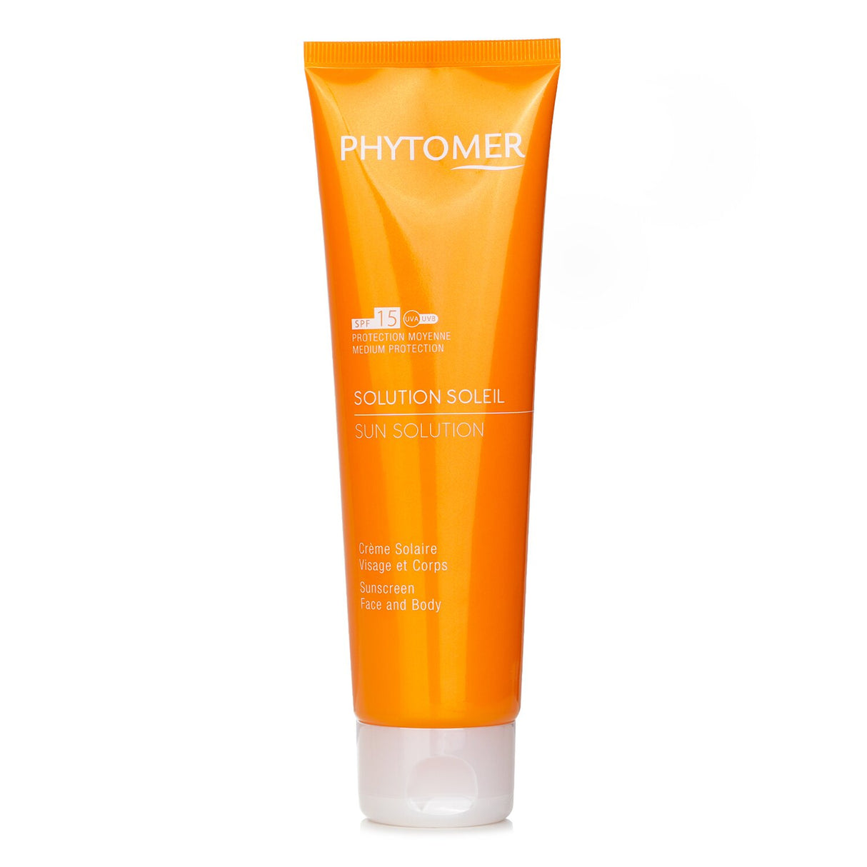 Lightweight Phytomer Sunscreen SPF 15 for face and body, providing medium sun protection with a non-sticky feel.