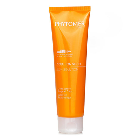 Lightweight Phytomer Sunscreen SPF 15 for face and body, providing medium sun protection with a non-sticky feel.