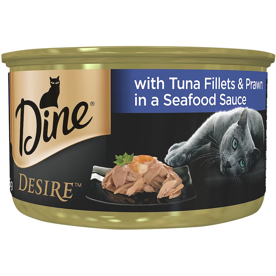 Dine Desire Wet Cat Food Tuna, Prawns In Seafood Sauce Tray 85g