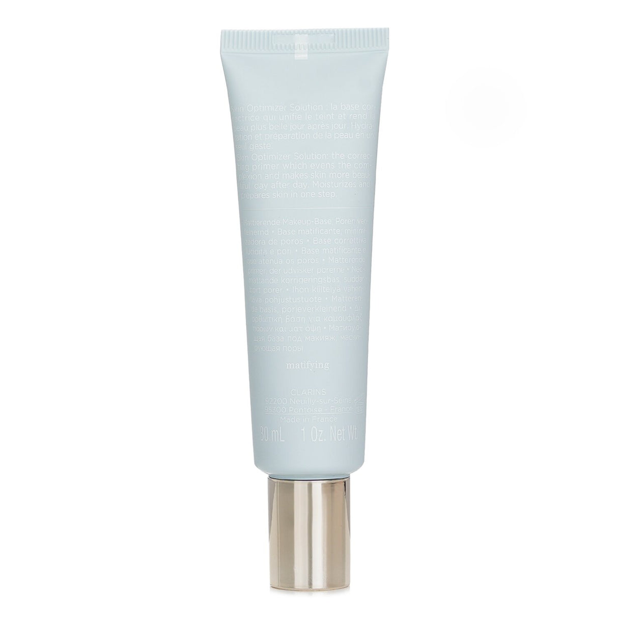 Matte-finish makeup primer by Clarins, hydrates and blurs imperfections for long-lasting, flawless skin.