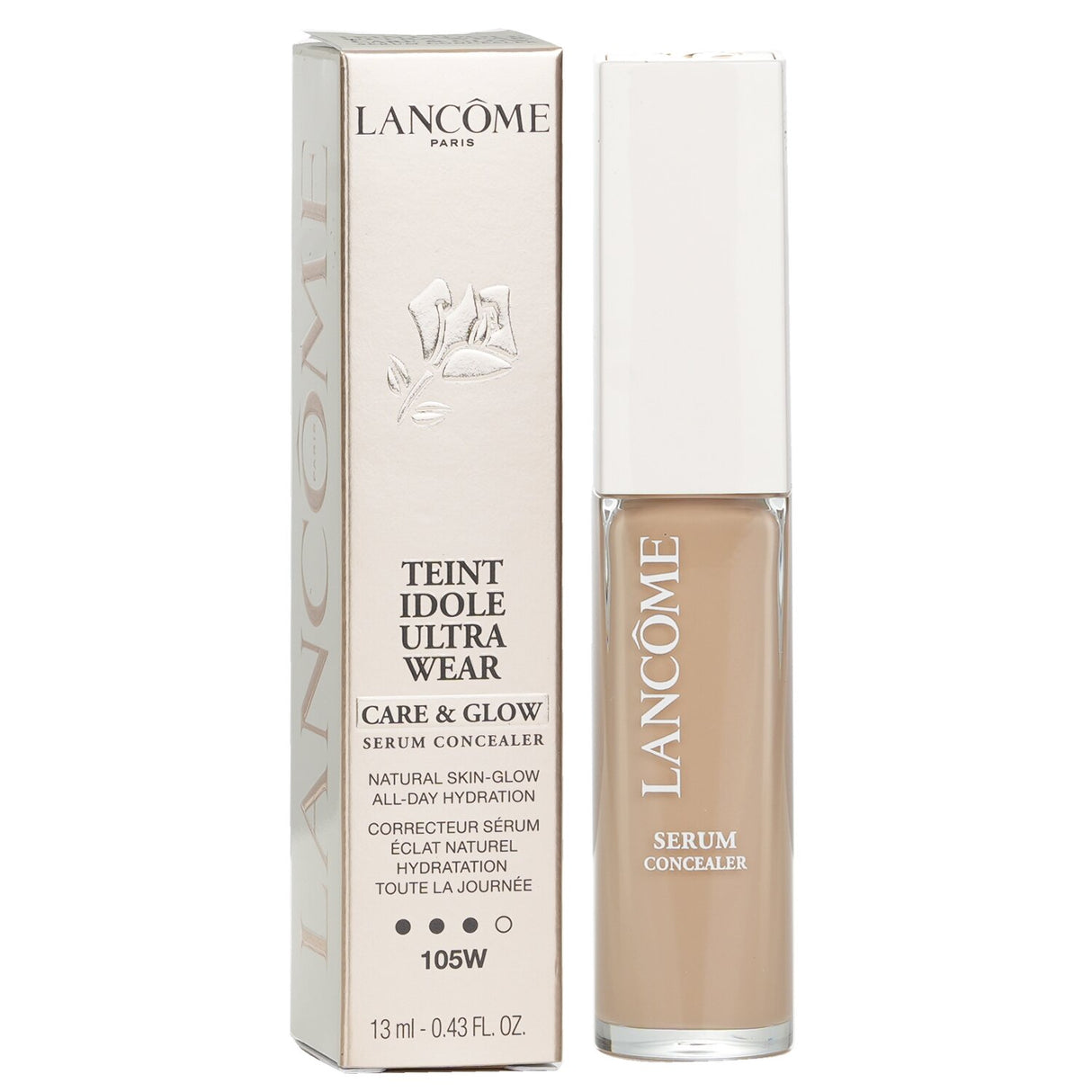 Lancôme Teint Idole Ultra Wear Concealer #105W, 13ml; medium coverage, hydrating serum for a luminous, natural finish.