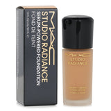 MAC Studio Radiance Serum Powered Liquid Foundation in NC16, a hydrating, lightweight foundation for a radiant, flawless finish.