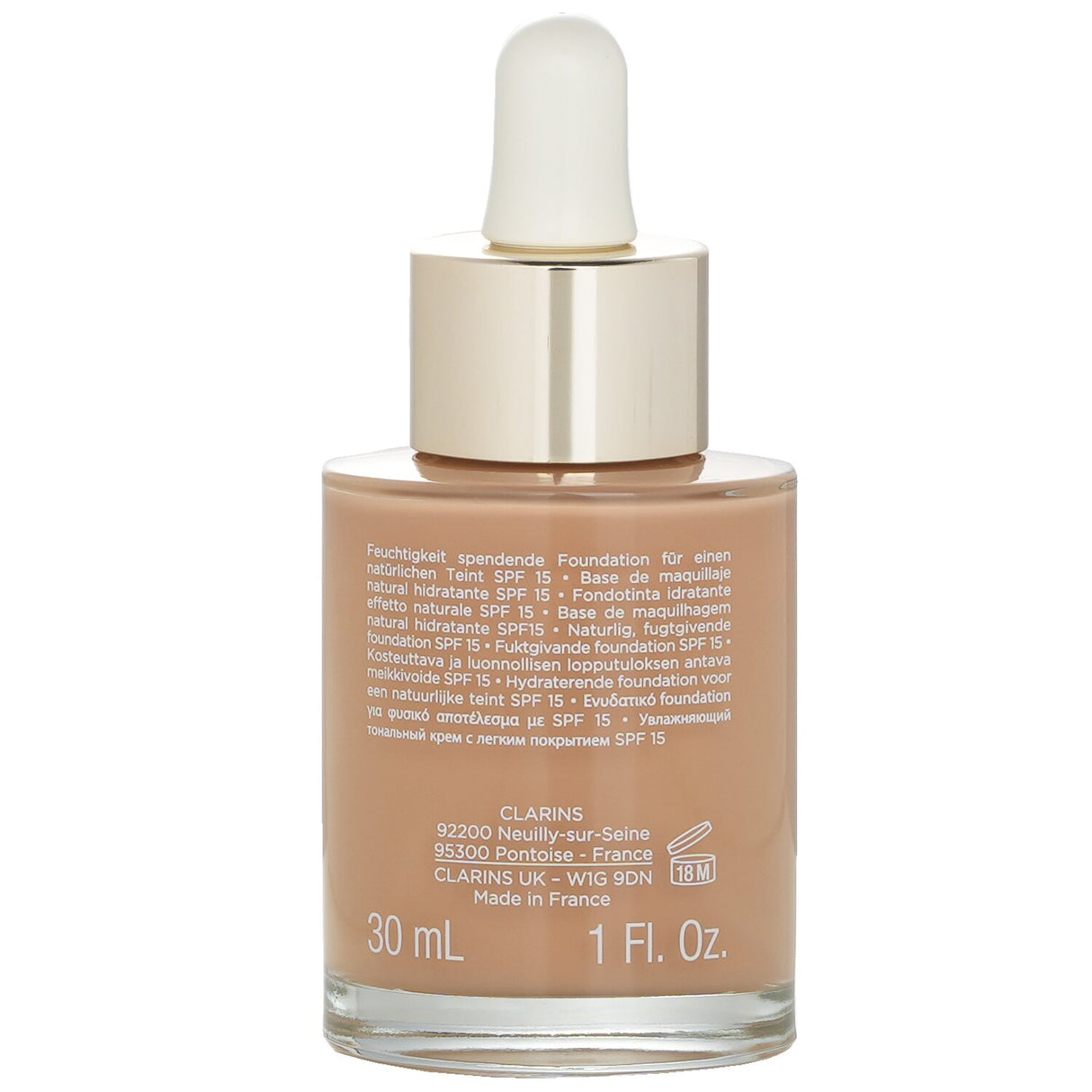 Clarins Skin Illusion Foundation SPF 15 in #112 Amber offers a natural, hydrating finish for all skin types, enhancing your radiant complexion.