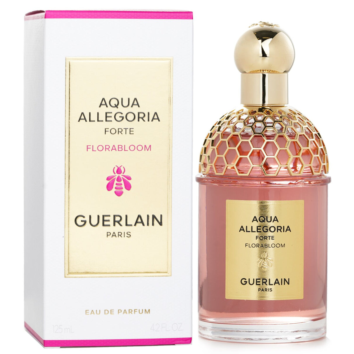 Guerlain Aqua Allegoria Forte Florabloom 125ml Eau De Parfum, a vibrant floral fragrance with fruity notes, perfect for any occasion.