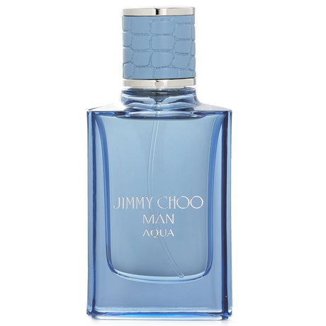 Jimmy Choo - Man Aqua Eau De Toilette Spray in sleek 30ml bottle, featuring vibrant citrus and aquatic notes for modern men.