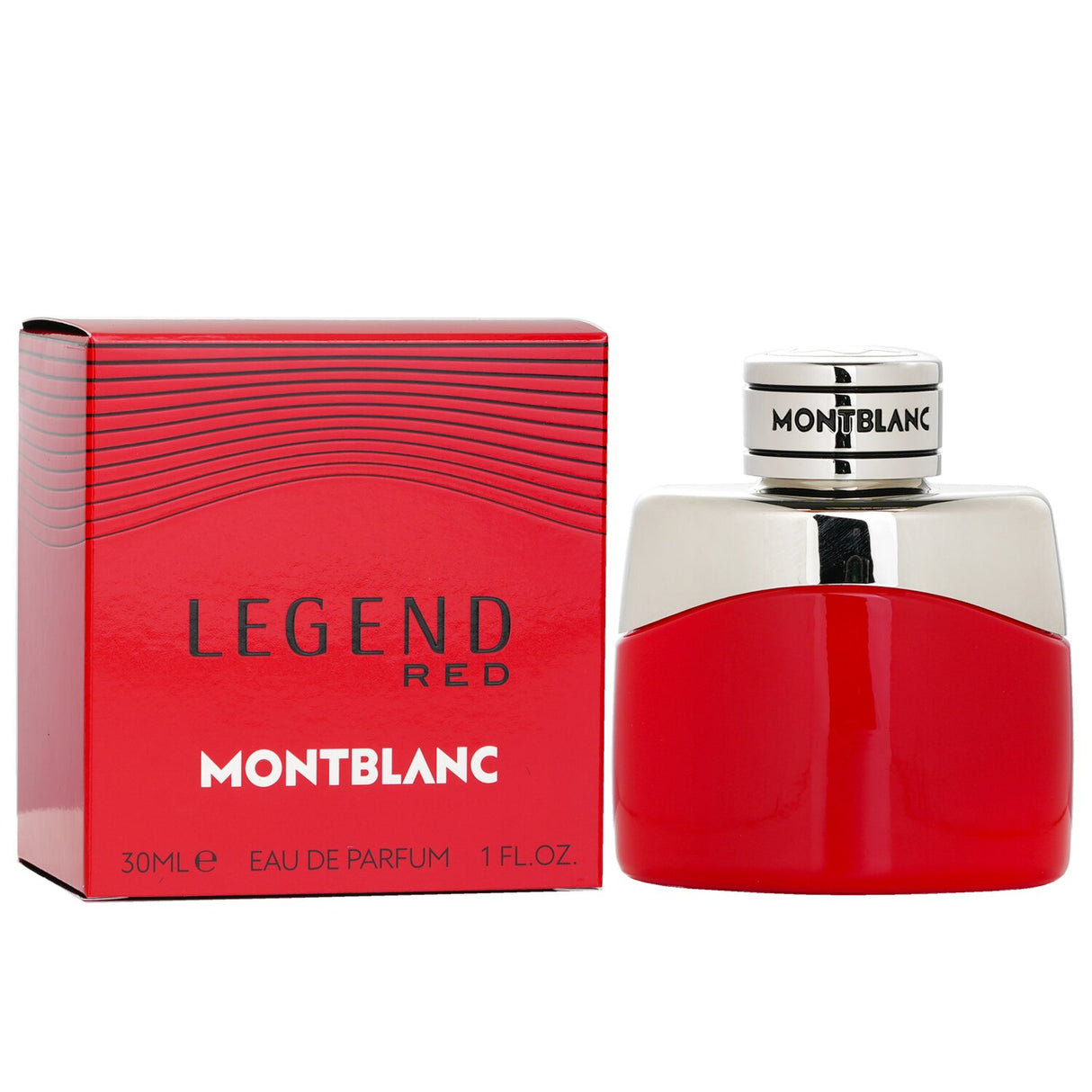 Montblanc Legend Red Eau De Parfum in a 30ml bottle, featuring vibrant notes of blood orange, cedar, and Tonka bean.