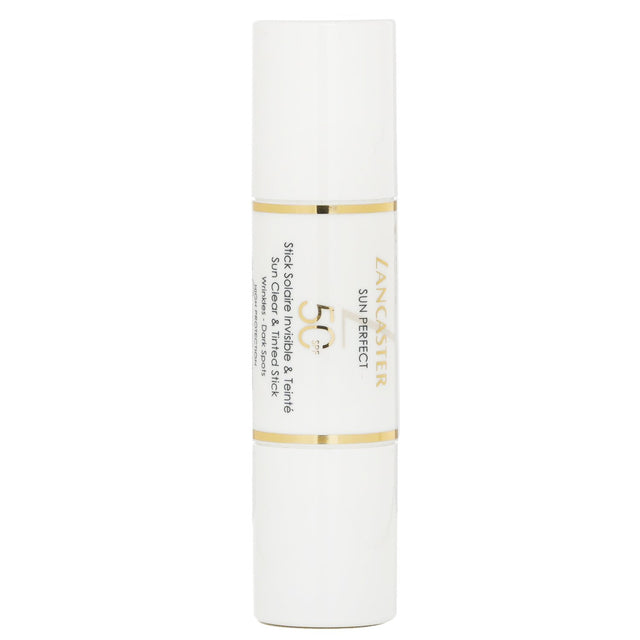 Lancaster Sun Perfect Youth Protection Stick offers dual SPF 50 sun defense with anti-aging benefits, features clear and tinted options.