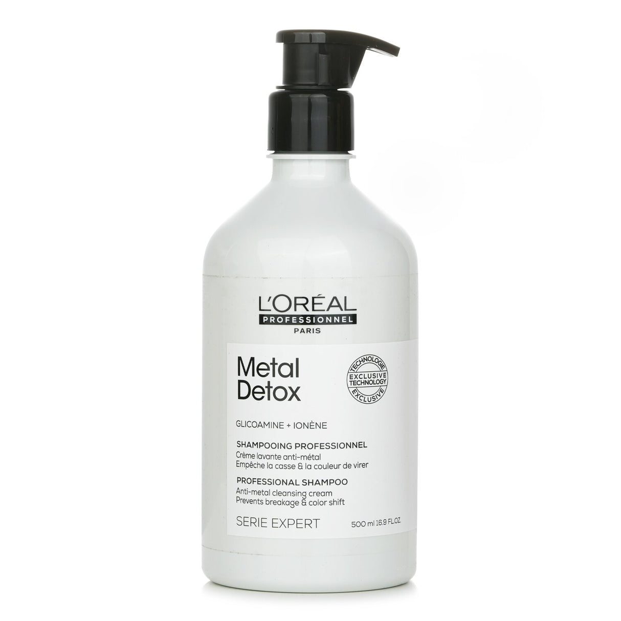 L'Oreal Metal Detox Shampoo 500ml cleanses and purifies hair, removing metal particles for vibrant, healthy locks.