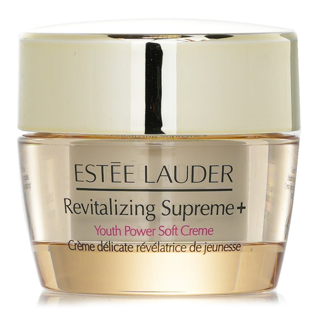 Estee Lauder Revitalizing Supreme + Youth Power Soft Creme in a 15ml jar, enhances youthfulness with anti-aging ingredients.