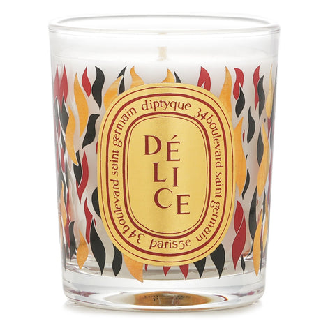 Diptyque 70g Delice scented candle, featuring sweet aromas for relaxation and elegant home decor enhancement.