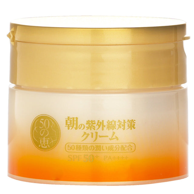 50 Megumi Morning UV Protection Cream SPF50 in 90g, a 5-in-1 anti-aging cream for radiant, hydrated, youthful skin.