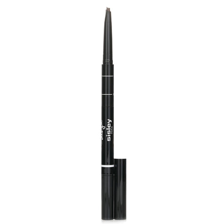 Sisley 3-in-1 brow architect pencil in #6 Espresso with triangular tip, brush, and highlighter for flawless eyebrow shaping.