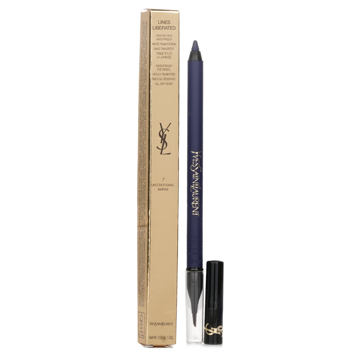 Yves Saint Laurent waterproof eye pencil in Unconditional Marine, perfect for long-lasting eye makeup looks with vibrant color.