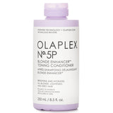 Olaplex N°.5P Blonde Enhancer Toning Conditioner bottle for brightening blonde hair, reducing brassiness and enhancing shine.