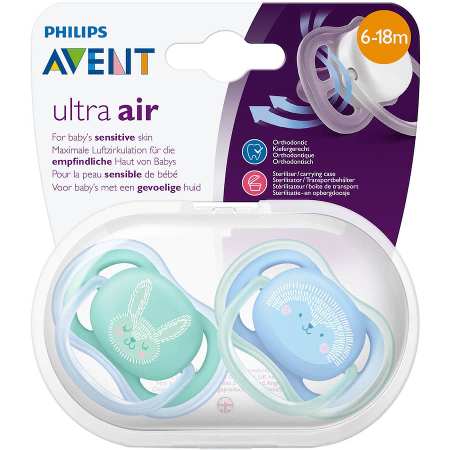 Avent Ultra Air Comforters Design Soother 6-18 Months 2pack