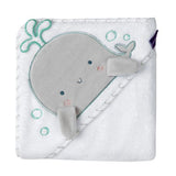 Bamboo Extra Large Apron Baby Bath Towel - White & Grey - ClevaMama
