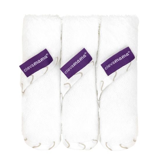 Bamboo Baby Washcloth 3pk - White & Grey - ClevaMama