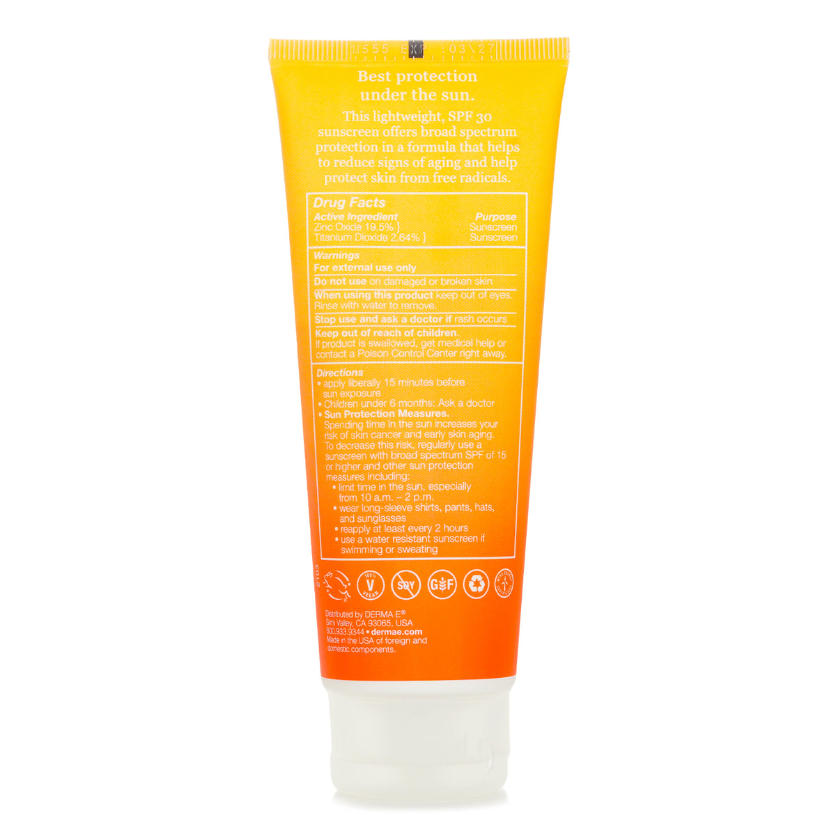 Derma E Sun Defense Clear Zinc Sunscreen SPF30 For Body  113g