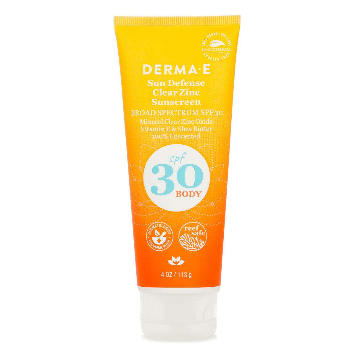 Derma E Sun Defense Clear Zinc Sunscreen SPF30 For Body  113g