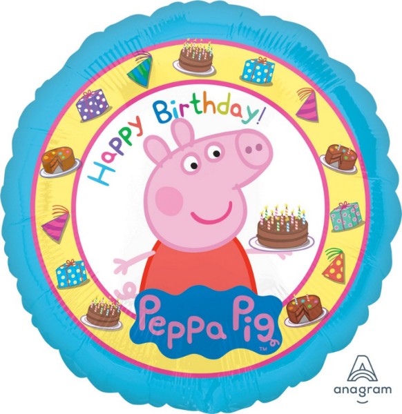 Vibrant 45cm self-sealing foil balloon featuring Peppa Pig, perfect for children's parties and celebrations.