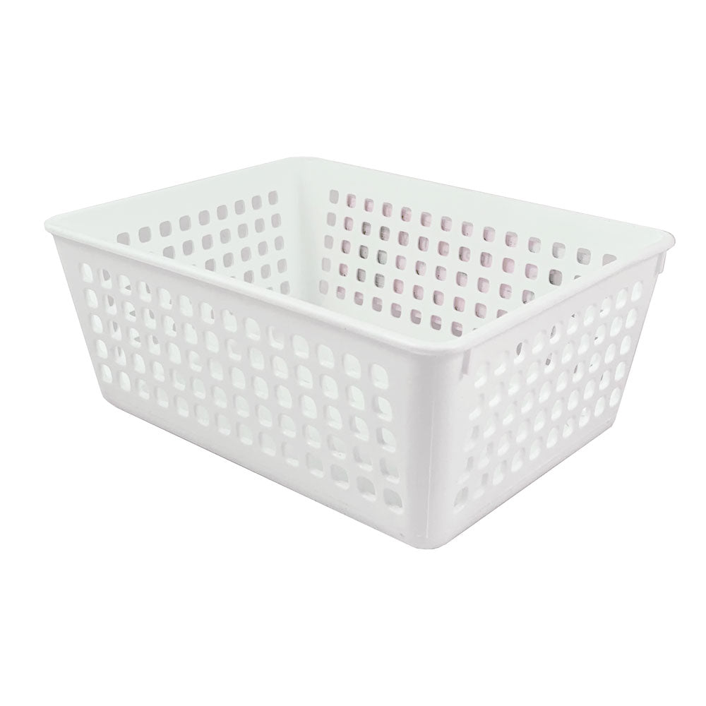 Taurus Small Basket Tray in white, 15x11x6cm, stylish and stackable for versatile organization in any space.