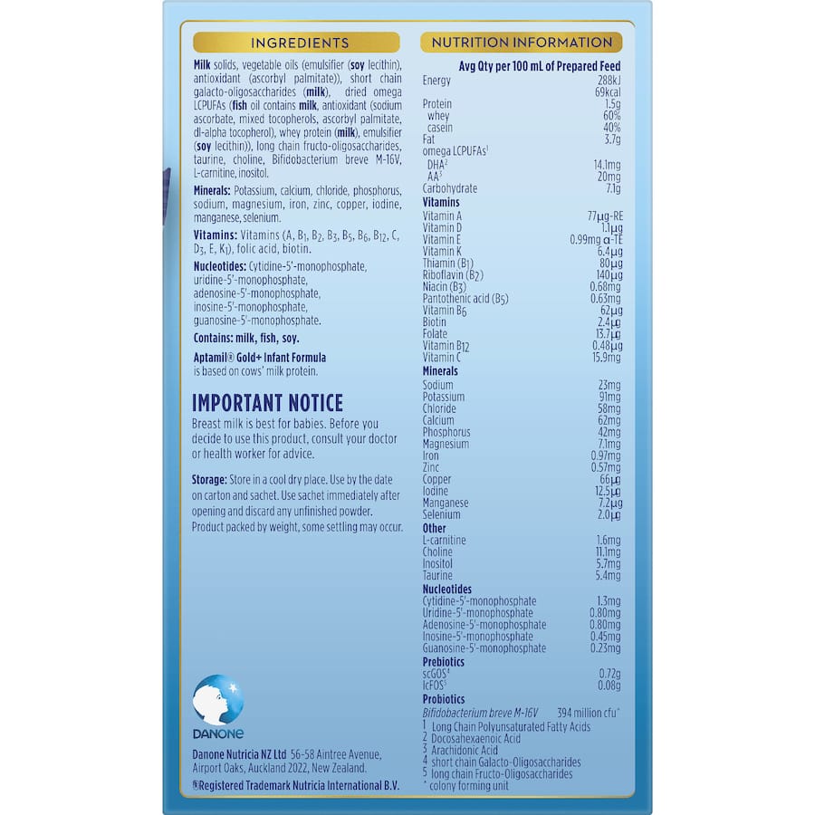 Aptamil Gold+1 Baby Infant Formula From Birth To 6 Months Sachets 5pack