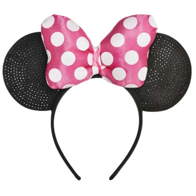 Vibrant Minnie Mouse headband featuring iconic design, soft fabric, and adjustable fit for young Disney fans.